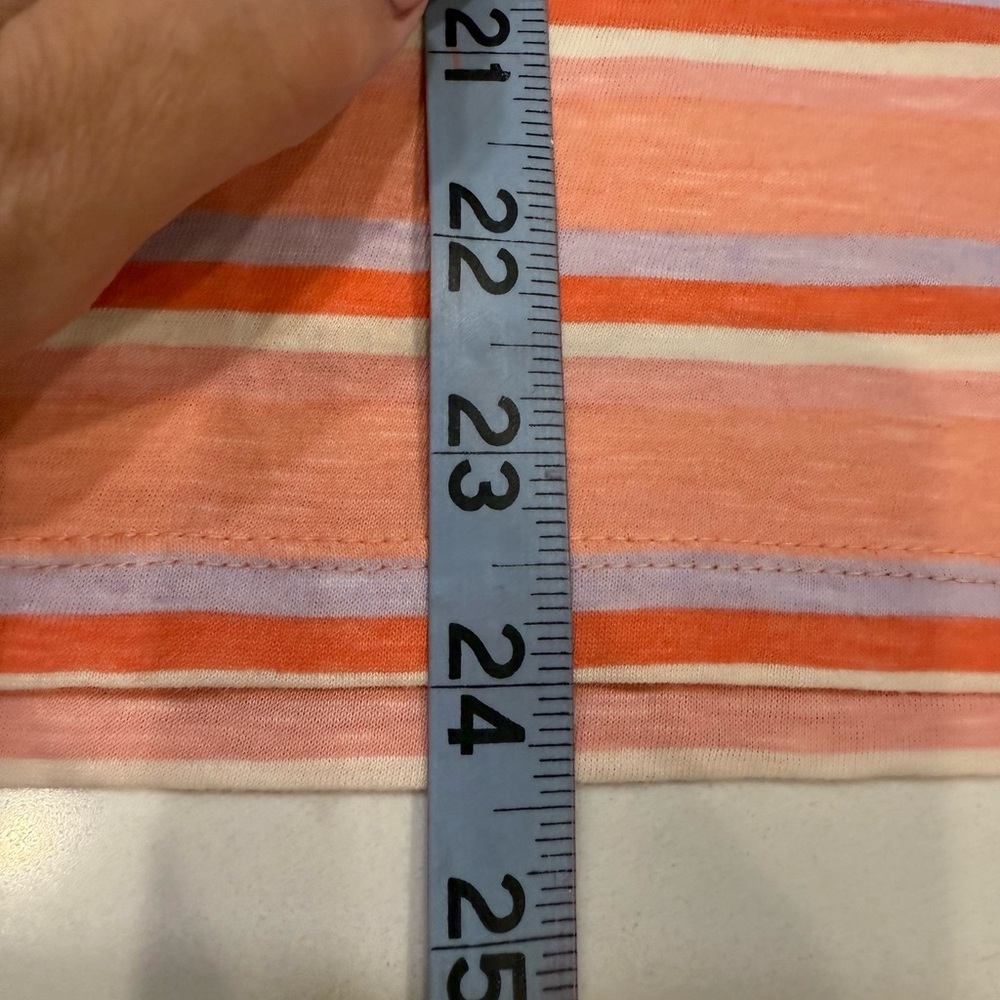 NWT LOFT Coral and White Striped Tee - Picture 4 of 4